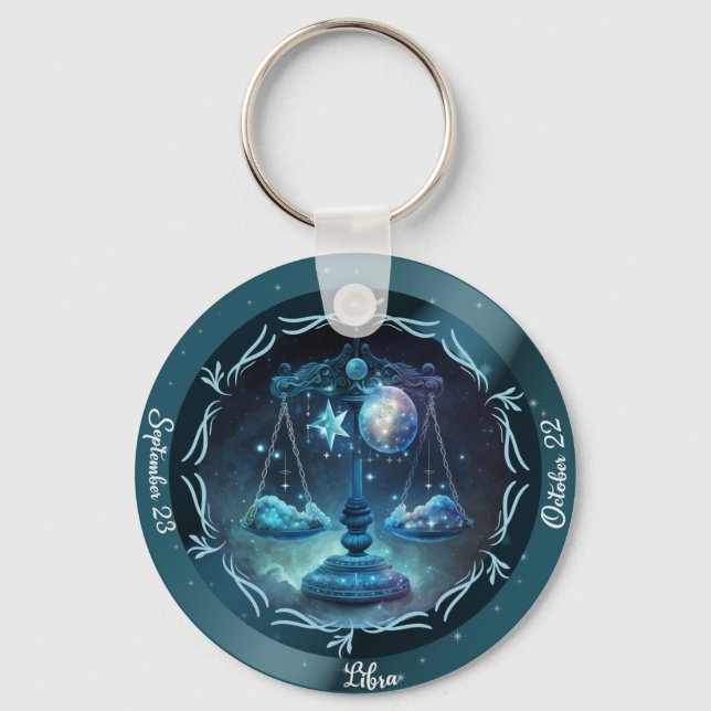 Chaveiro Zodíaco Libra Personalizar NOME, DATA (Frente)