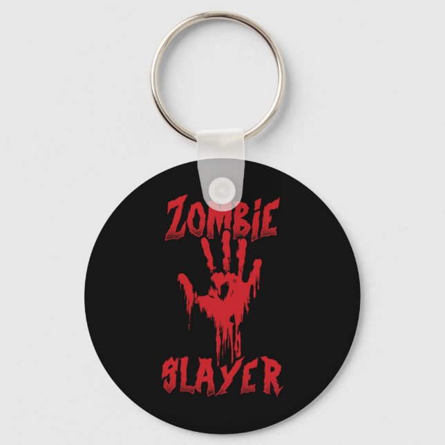 Chaveiro Zombie Slayer Bloody Hallowee caçando Zombies (Frente)