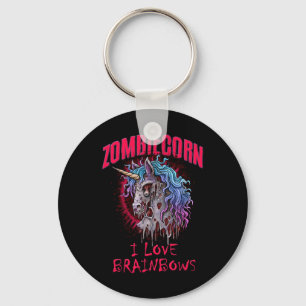 Chaveiro Zombie Unicorn I Love Brainbows Punk Gothic Gótico