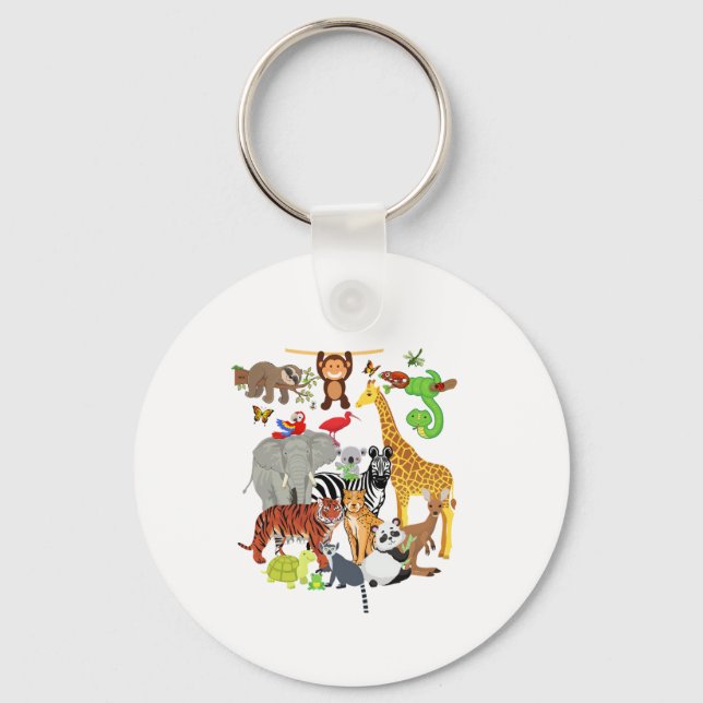 Chaveiro Zoo Animais de Festa de aniversário Selvagem Zoo D (Frente)