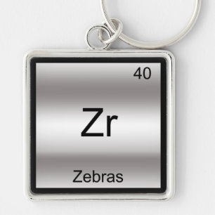 Chaveiro Zr - Zebras - Símbolo de Química de Elemento Fun