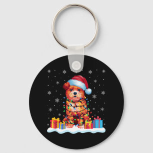 Chaveiro Zuchon Dog Santa Hat Árvore de Natal Light Xmas Pa
