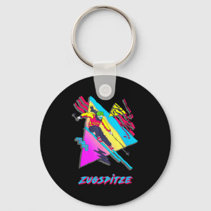 Chaveiro Zugspitze retro esquiador de ski esquiando design 
