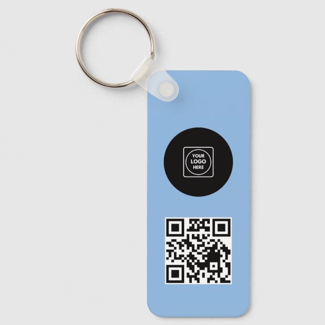 Chaveiros Azuis de Negócios com Código QR de Logo  (Frente)