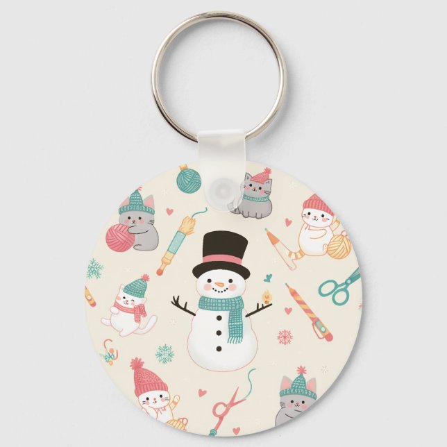 Chaveiros Cat Snowman (Frente)