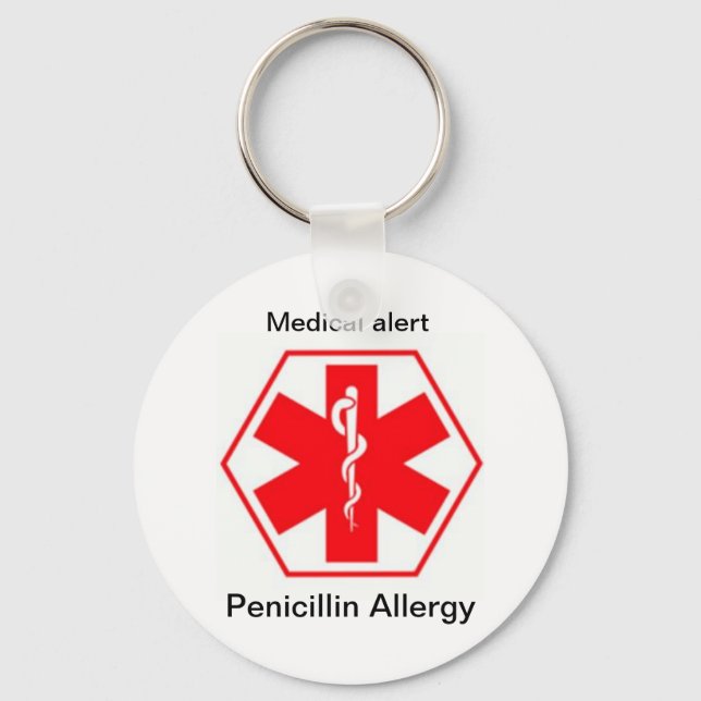 Chaveiros de alerta de alergia médica (personalizá (Frente)