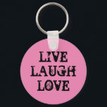 Chaveiros de amor ao vivo com citação inspiradora<br><div class="desc">Ao vivo, chaveiros de amor com aspas inspiradoras. Design de corrente de teclas Vintage em cores rosa e pretas ou personalizadas. Boa ideia para amigos e família.</div>