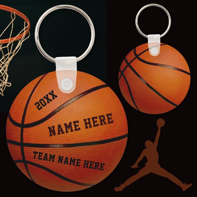 Chaveiros de basquete baratos com 3 caixas de text (Cheap Basketball Team Gifts. Basketball Party Favors. Personalised basketball keyrings. Trinkets.)