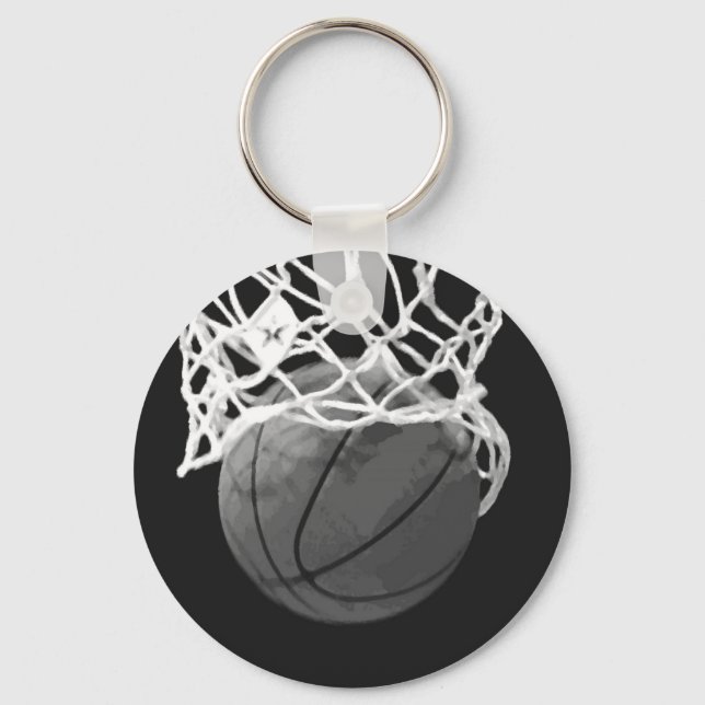 Chaveiros de basquete preto e branco (Frente)