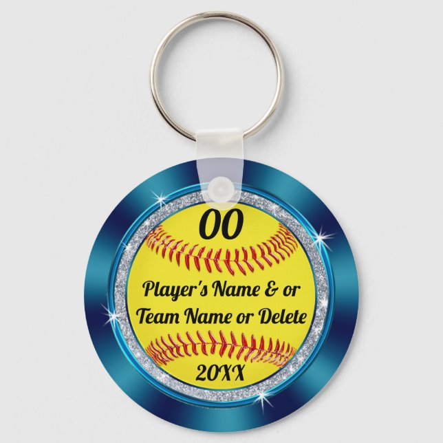 Chaveiros de Softball Personalizado Preto Teal 3 C (Frente)
