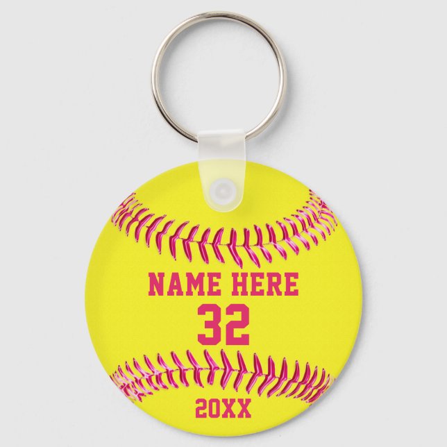 Chaveiros de Softball Personalizados em Cubo 3 Cai (Frente)