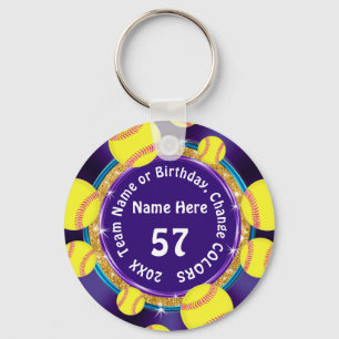 Chaveiros de Softball Personalizados, Púrpura, Tur