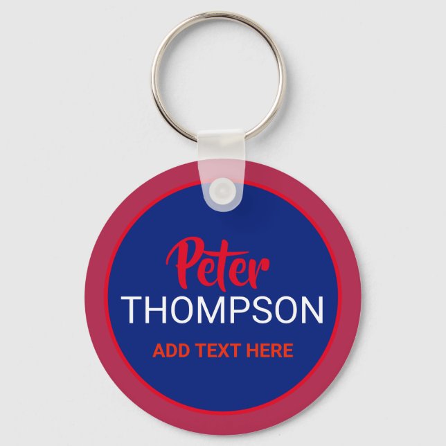 chaveiros vermelhas e azuis com nome (Frente)