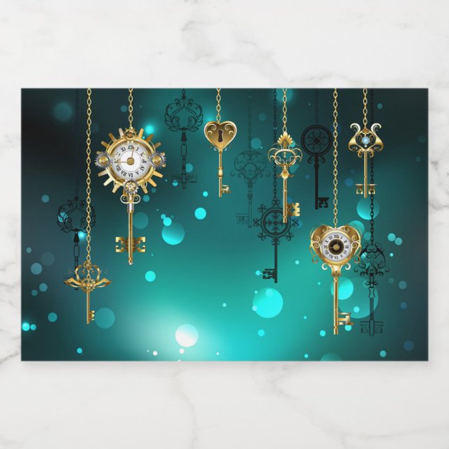 Chaves de Esqueleto Anticas em Fundo Verde (Rótulo Único)