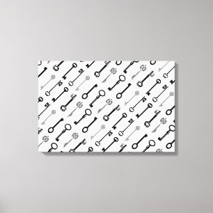 Chaves de esqueleto do vintage em canvas