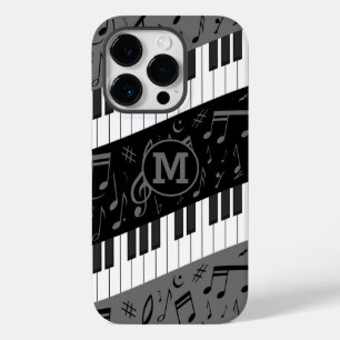 Chaves de piano e notas musicais em forma de curva
