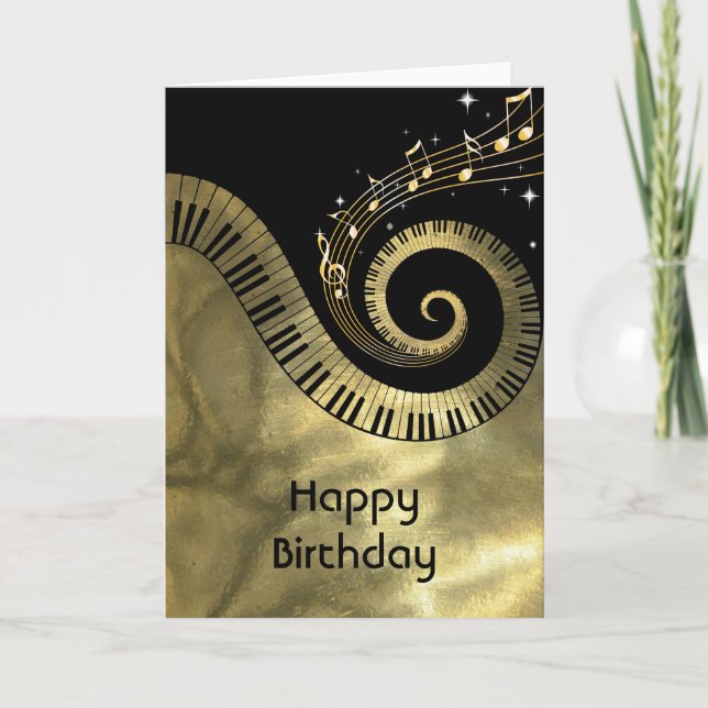 Chaves de Piano Impressas e Notas de Música Dourad (Frente)