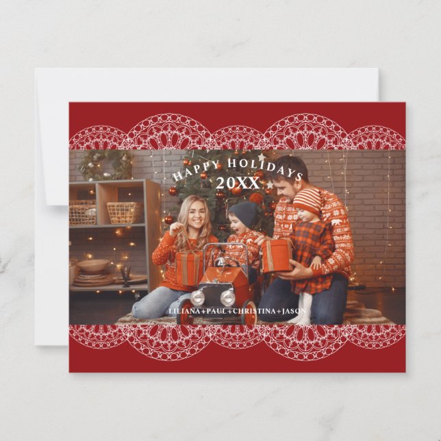 Cheap Christmas Red Nice Lace Effect Family Photo (Frente)