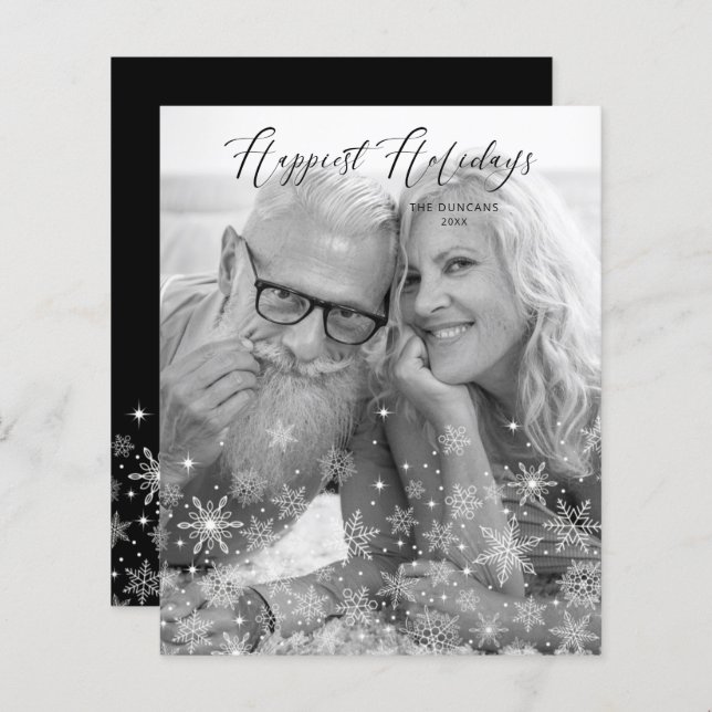 Cheap Christmas Snowflakes Happiest Holidays Photo (Frente/Verso)