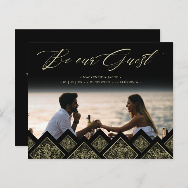 Cheap Flourish Lace Gold Ornament Photo Wedding  (Frente/Verso)