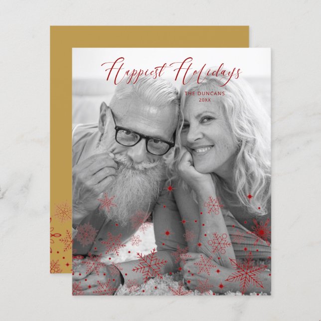 Cheap Gold Christmas Snowflakes Happiest Holidays (Frente/Verso)