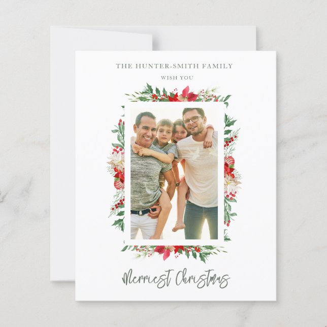 Cheap Photo Classic Merriest Christmas Poinsettias (Frente)