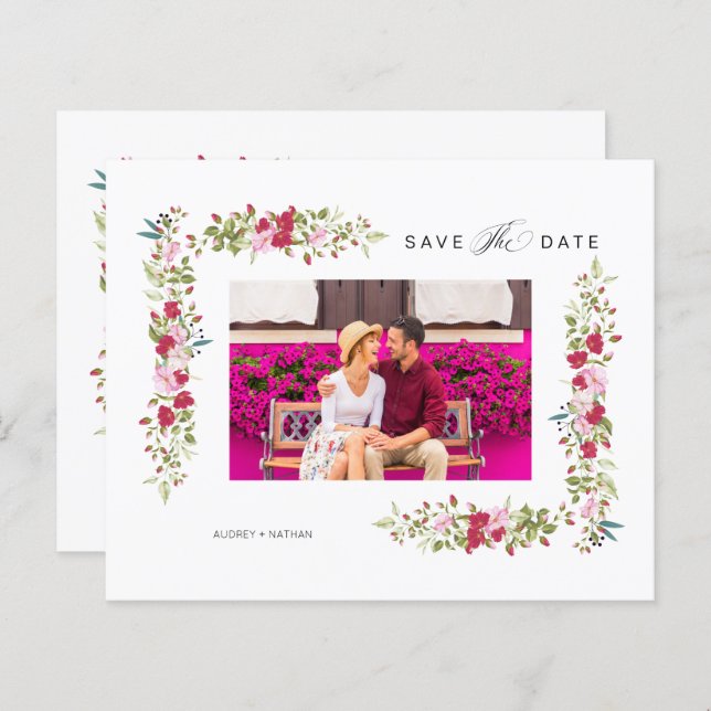 Cheap Whimsical Typography Pink Red Shades Flowers (Frente/Verso)