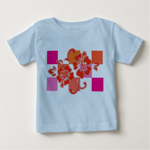 Checkerboard Hibiscus Toddler e Camisetas de crian