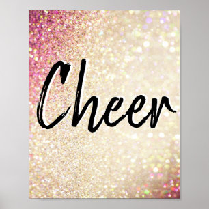 Cheer Poster   Lamas Douradas e cor de rosa