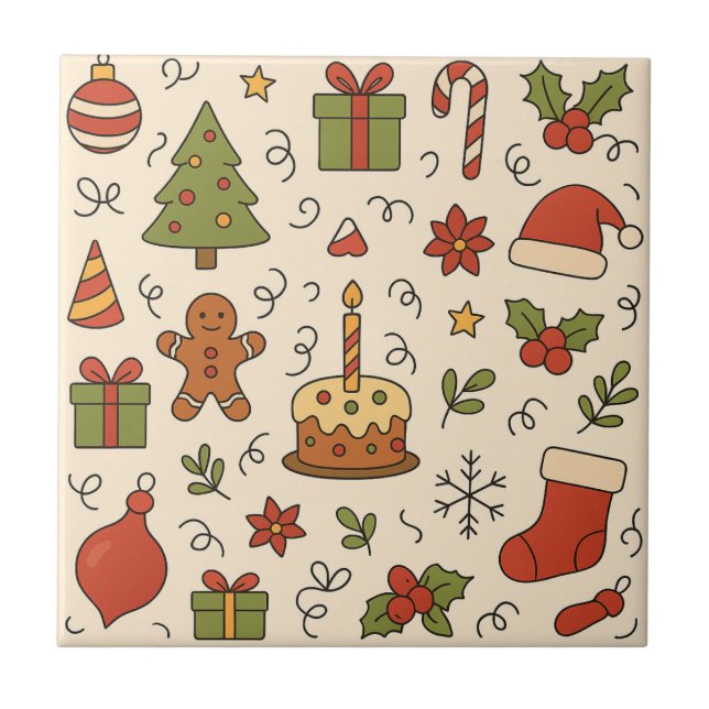 Cheerful Christmas Doodle Pattern (Frente)