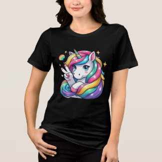 Cheerful & Confident Rainbow Unicorn Peace Sign