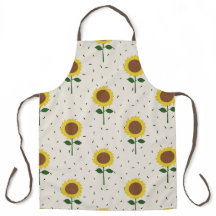 Cheerful Sunflower Pattern Apron | Original Hand-D
