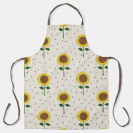 Cheerful Sunflower Pattern Apron | Original Hand-D
