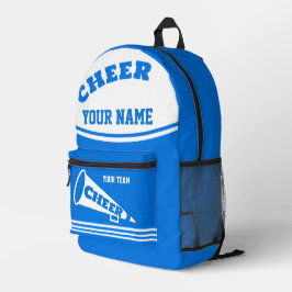 Cheerleader da equipe de animação da mochila azul