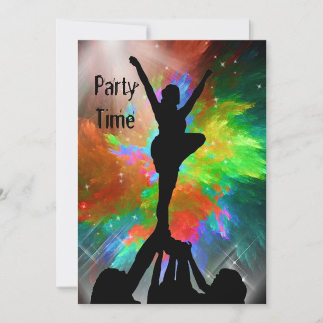 Cheerleaderes em um Convite Colorburst (Frente)