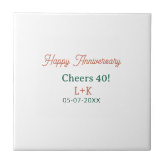 Cheers 40 happy anniversary orange green name date