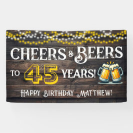 Cheers and Beers to 45 Years Birthday Party Banner