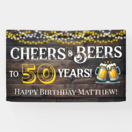 Cheers and Beers to 50 Years Birthday Party Banner