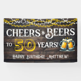 Cheers and Beers to 50 Years Birthday Party Banner