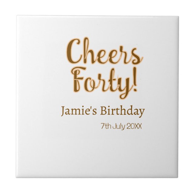 Cheers forty orange brown calligraphy birthday nam (Frente)