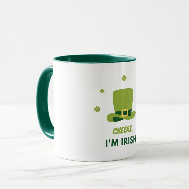 "CHEERS I M IRISH" DOIS TOM MUG. CANECA (Frente Esquerda)