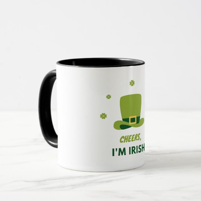 "CHEERS I M IRISH" DOIS TOM MUG. CANECA (Frente Esquerda)