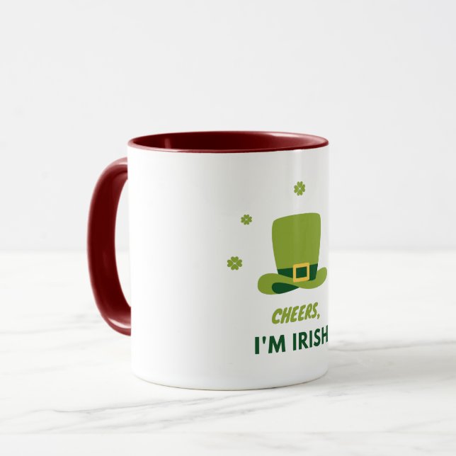 "CHEERS I M IRISH" DOIS TOM MUG. CANECA (Frente Esquerda)