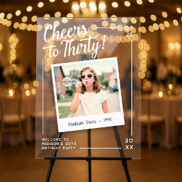 Cheers to Thirty 30 Retro Photo Birthday Welcome