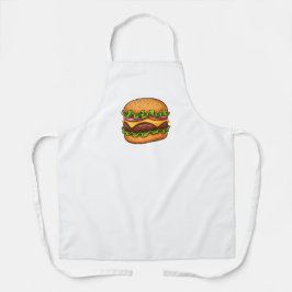 Cheesy Gourmet Burger Illustration Apron