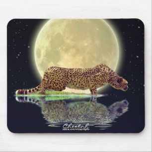 Cheetah e Moon Big Cat Willife Art Mousepad