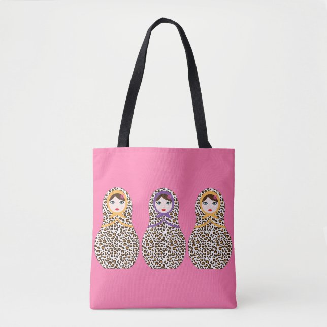 Cheetah Impressão Matryoshka Tote Bag (Frente)