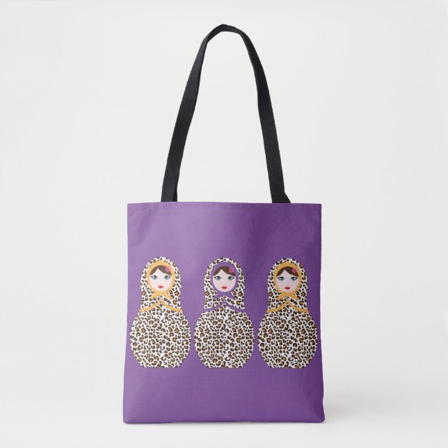 Cheetah Impressão Matryoshka Tote Bag (Frente)