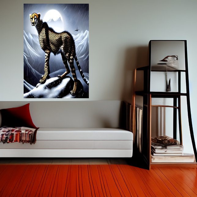 Cheetah na montanha de neve | AI Art Poster (Criador carregado)