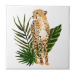 Cheetah Outlook<br><div class="desc">Cheetah Outlook I de Annie Warren. Um guepardo no estilo aquarela continua com folhas verdes tropicais no fundo. | 164730Z</div>